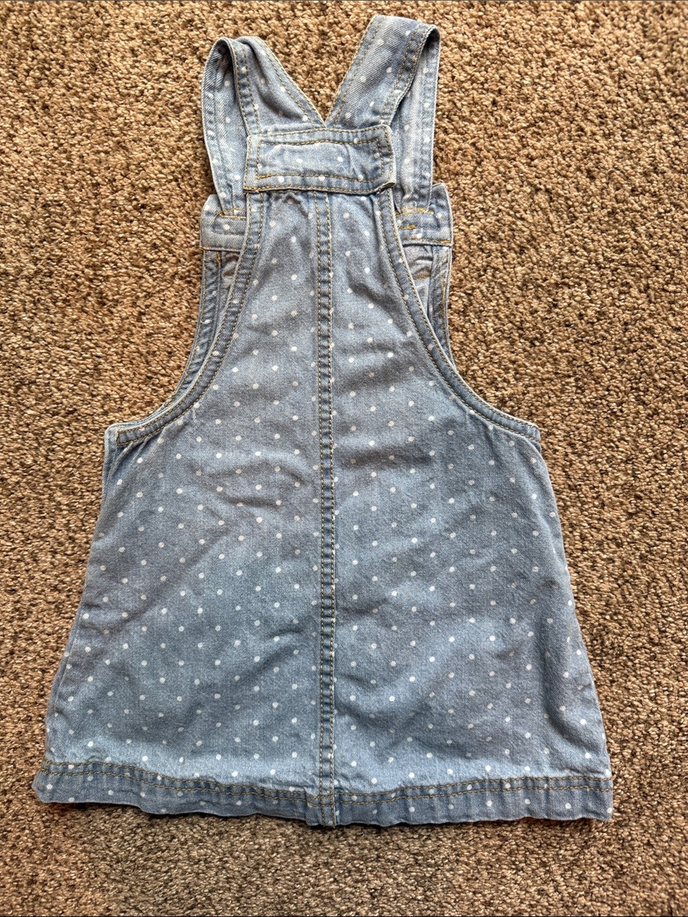 Max Studio Light Blue Polka Dot Denim Overall Dress - Picture 4 of 6